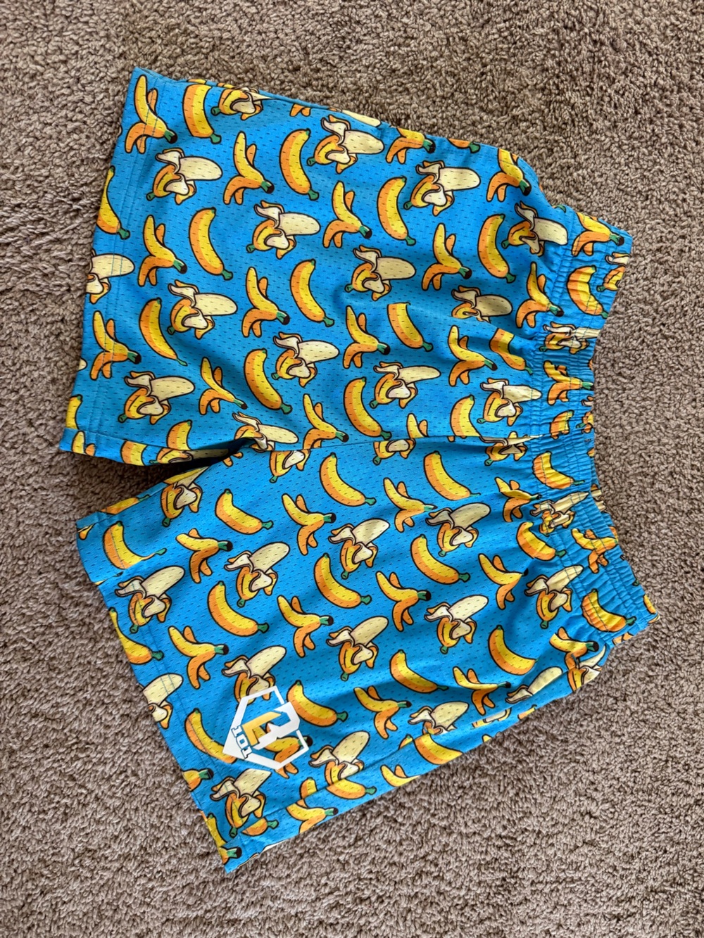 Kids Blue Banana-Print Active Shorts